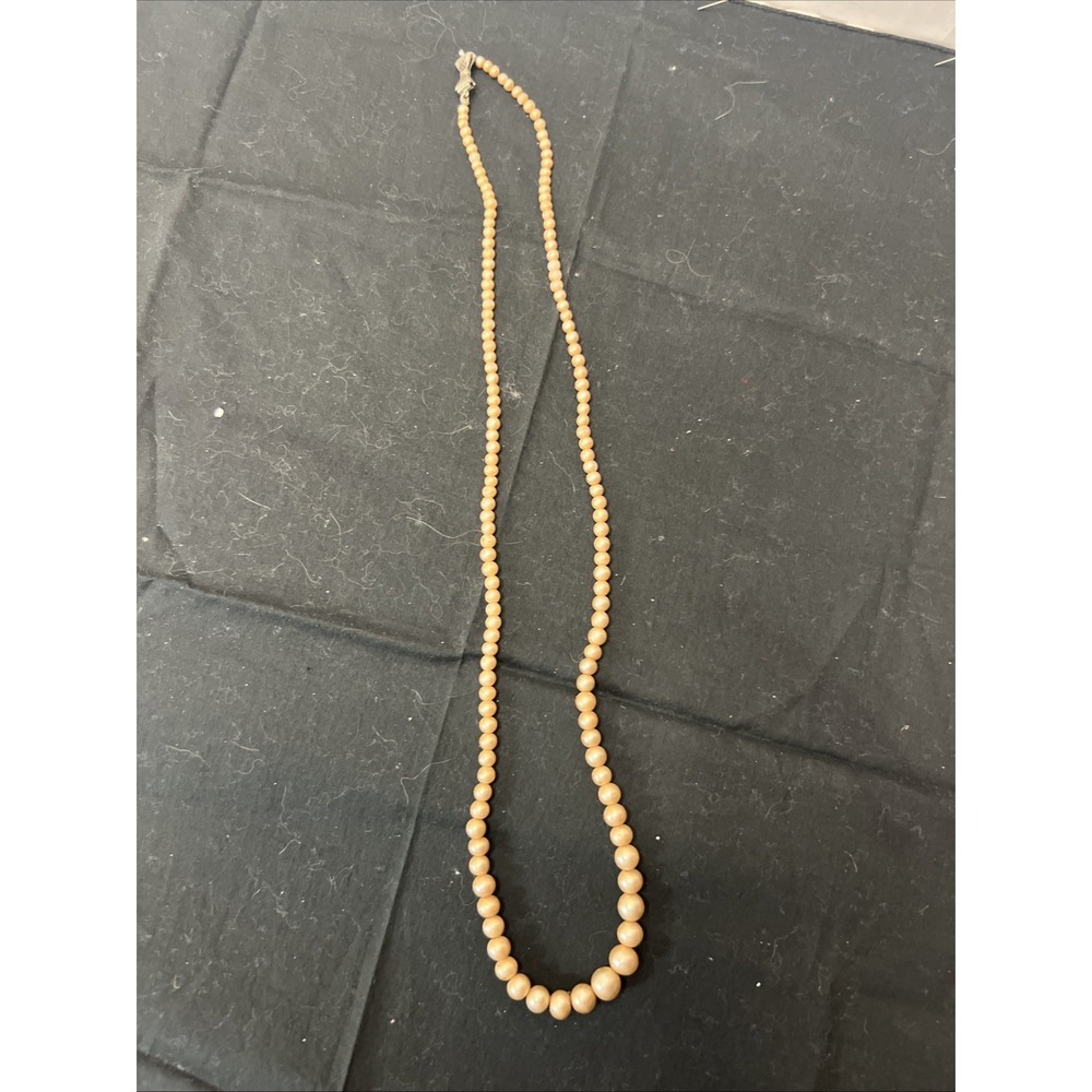 VINTAGE GRADUATED TAUPE FAUX PEARLS NECKLACE
